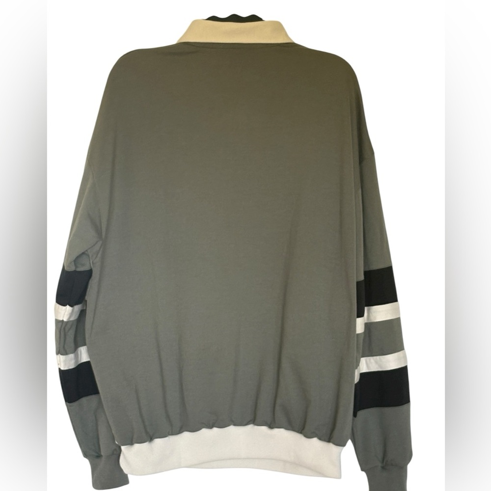 Classic Men's Striped Polo Shirt - Green, Black, and White - Picture 5 of 5